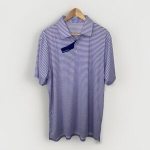 B Draddy Sport NWT Matt Polo Mens L Purple Stripe Golf Performance Shirt S/S